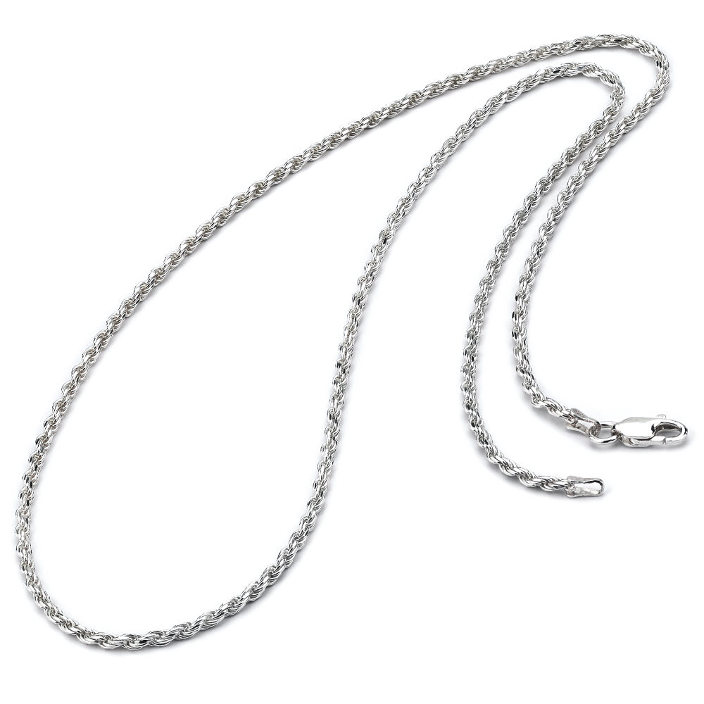 Thin French Rope Chain Necklace - 925 Sterling Silver, Made In Italy