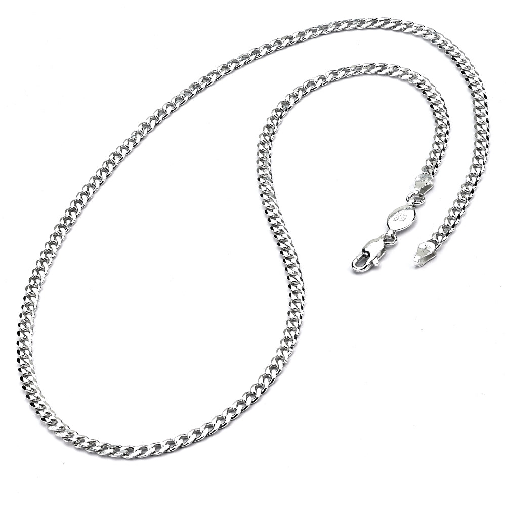 Men's 4MM Sterling Silver 925 Italian Curb Chain Necklace 16