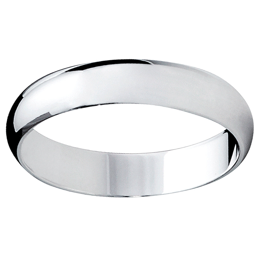 Men's 4MM Dome High Polish Sterling Silver Plain Wedding Band Ring