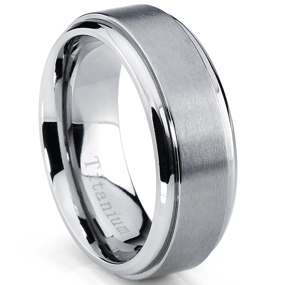 8MM High Polish, Matte Finish Men's Titanium Ring Wedding Band Sizes 7 –  Metal Masters Co.