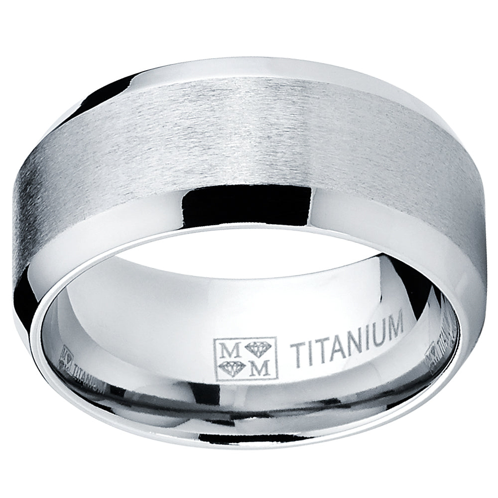 Titanium 10 mm Brushed and Polished Wedding Band Size 10.5 Thorsten Rings ZEUS Flat Brushed Finish Tungsten Carbide Ring with