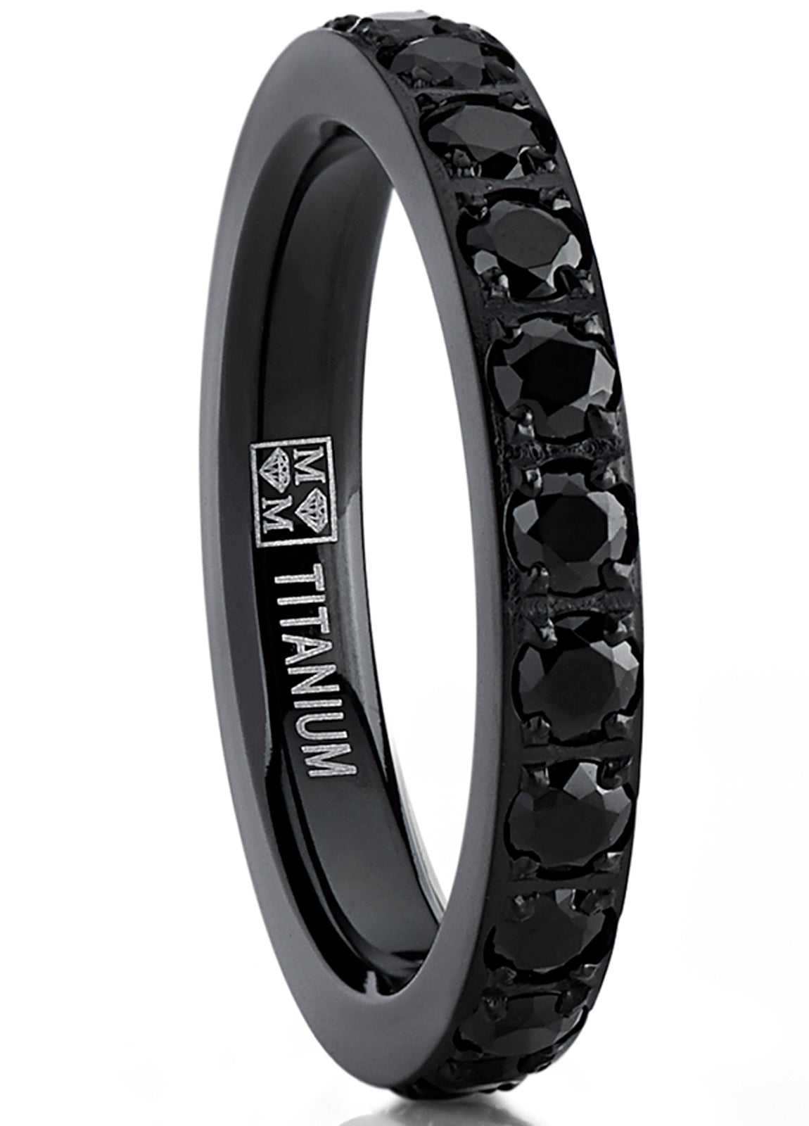 Engagement Black Titanium Rings With Black Diamonds Women's 3MM
