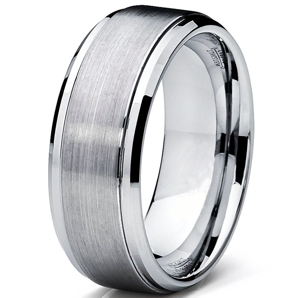 Men's Tungsten Ring Wedding Band Raised Brushed Finish 9MM Sizes