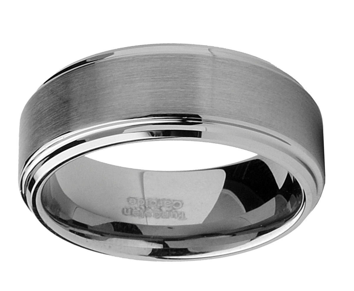 Braided Silver Tungsten Wedding Band Ring - Mens Brushed Tungsten Silver Wedding  Band - Braid strip, Mens 8mm Ring, Tungsten Wedding Ring