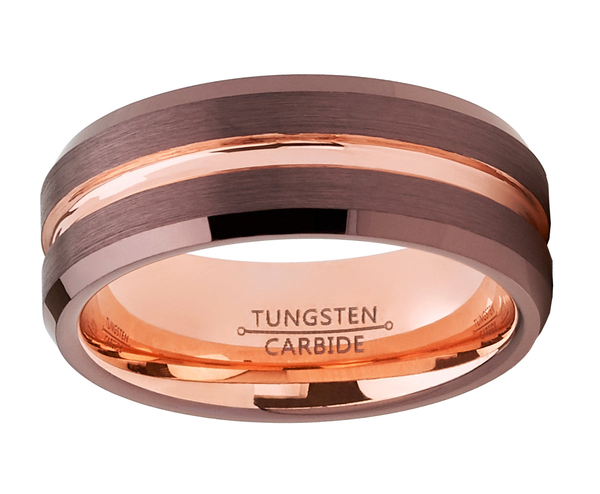Rose Gold Ring Mens Chocolate Wedding Bands Zeus