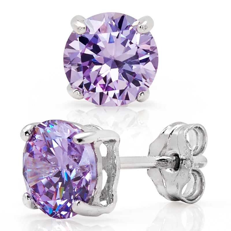 thumbnail image 2 of Igorbella Sterling Silver Princess Cut CZ Stud Earrings - Clear Round Gems 6-12mm Nickel-Free 2 of 3