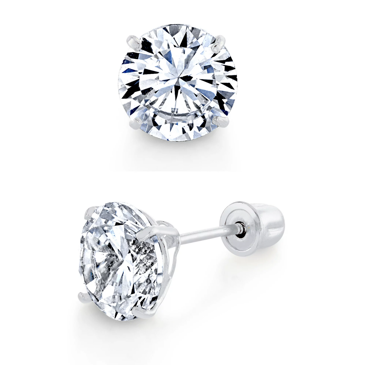 14k White Gold 3mm Moissanite Stud Earrings – Screw Back, .20 CTW, GRA Certified