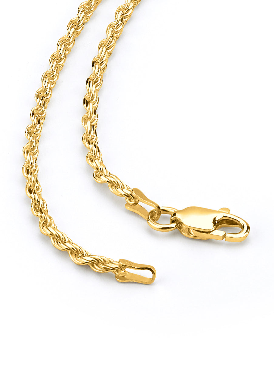 14K Gold Sterling Silver 925 Italian Rope Chain 16