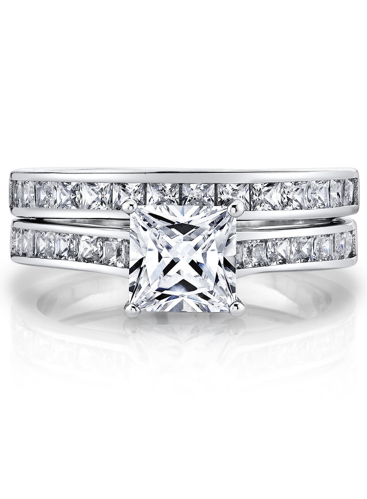 Women's 1 Carat Radiant Cubic Zirconia Sterling Silver 925 Wedding Engagement Ring Set Sizes 4-11