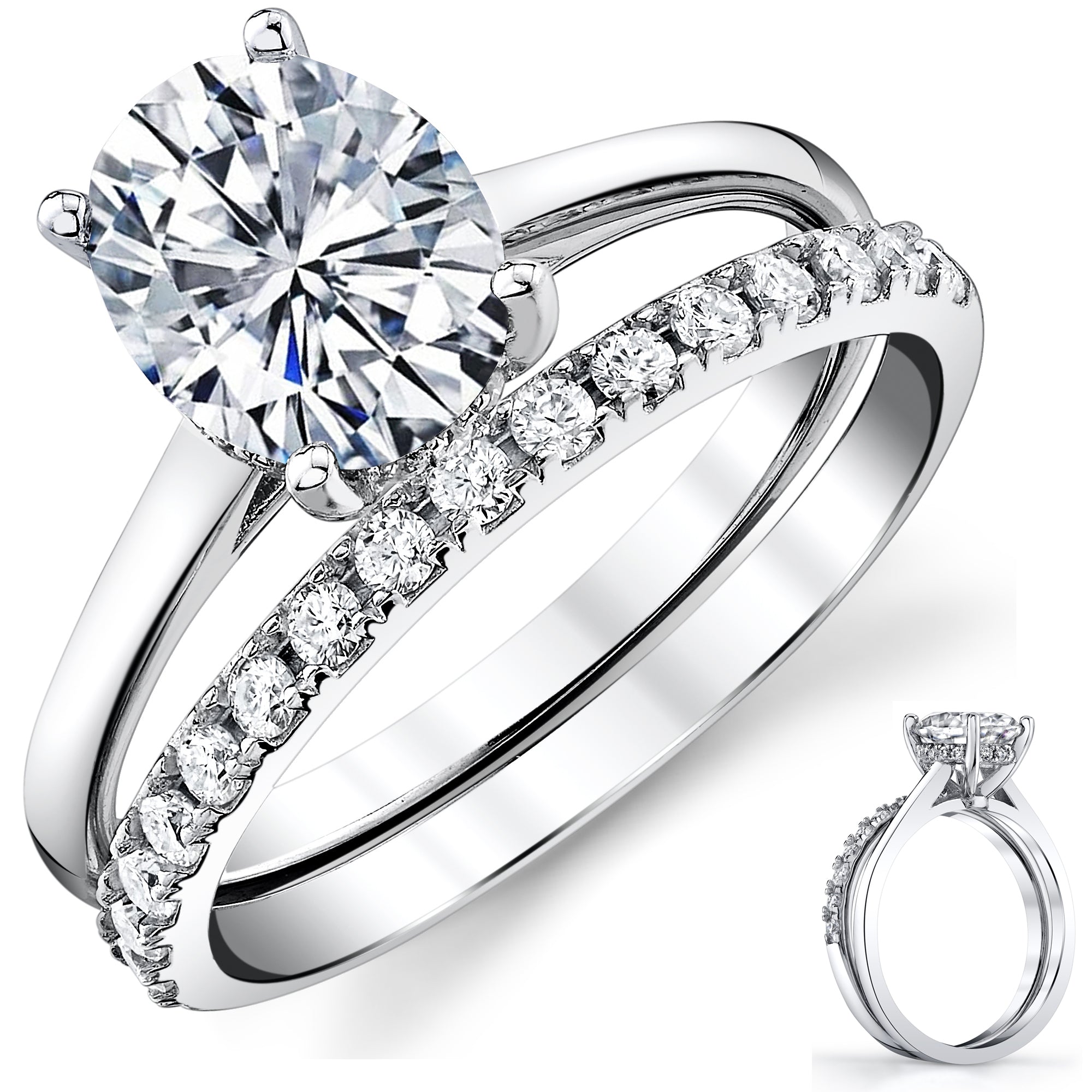 2.5ct Elongated Cushion Cut Moissanite Diamond Eternity  2.5 Ct-Elegant 9.25 Sterling Silver & Moissanite Ring main image 2