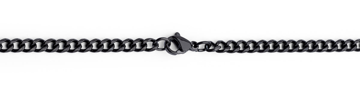 Men's Black Stainless Steel Curb Link Chain Necklace 