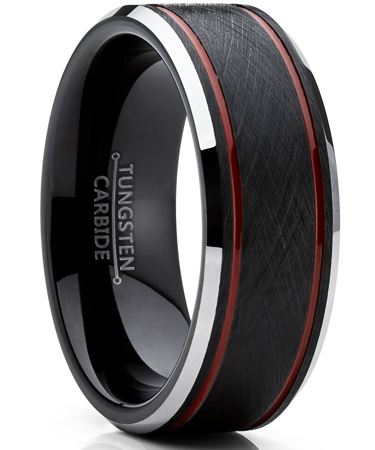 Store Tungsten Carbide Dome Ring Satin Center Strip