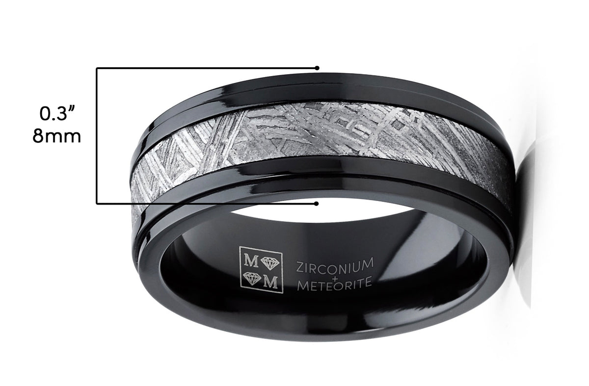Solid Zirconium Muonionalusta Meteorite Inlay Wedding Band