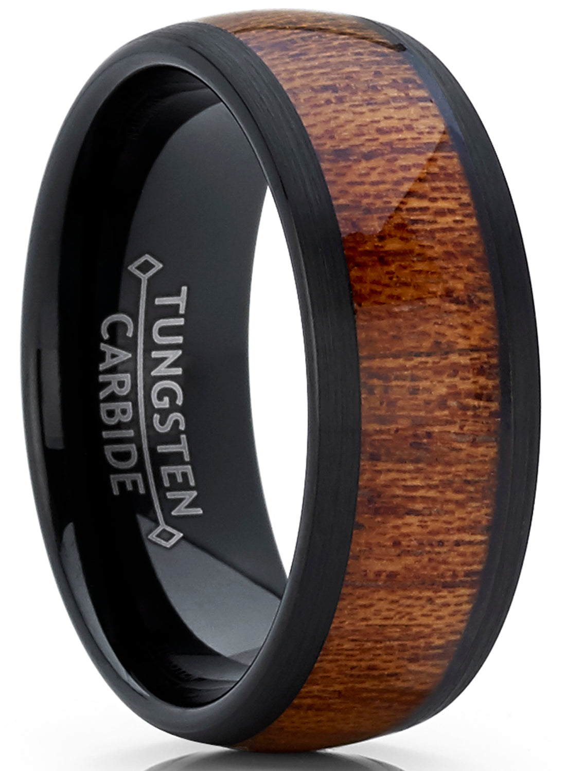 Black Hammered Tungsten Ring Wood Wedding Band Men Rosewood Inlay Brushed Design 8MM Width Size 5 to 15 Male popular Anniversary His Engagement Gift