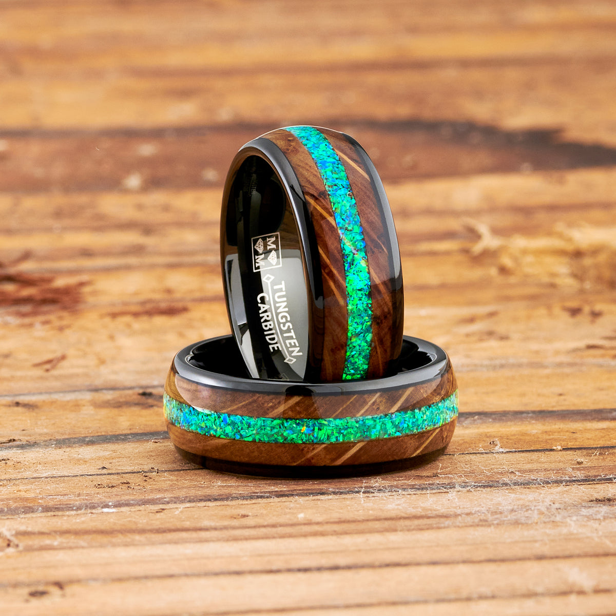 Mens Wedding Wood And Resin Wedding Ring Mens Black Tungsten