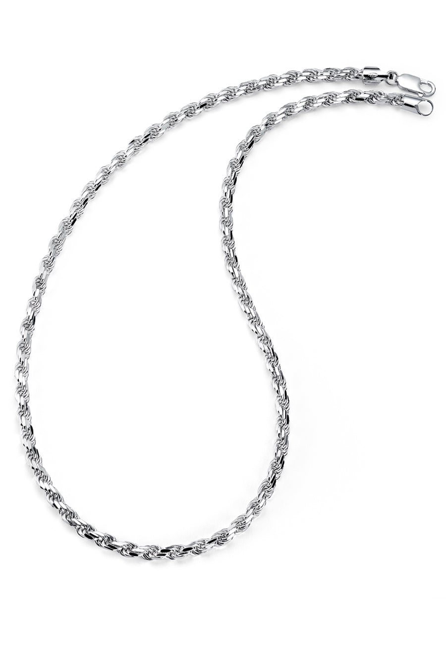 4mm 925 Silver Rope Chain Necklace Sterling Silver 16 18 20 22 24 26 28 30  inch italian unisex men women woman man