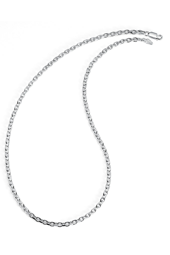 925 Sterling Silver Italian 3MM Diamond-Cut Anchor Chain Necklace