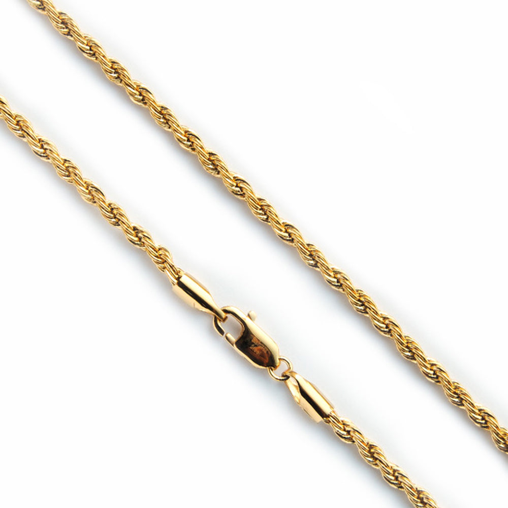 Gold-Tone Stainless Steel 2.3MM Rope Link 24 Chain Necklace, Unisex