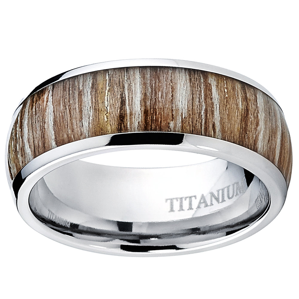 Men's Titanium Ring Wedding Band Engagement Ring Real Wood Inlay 8MM Sizes  6-13