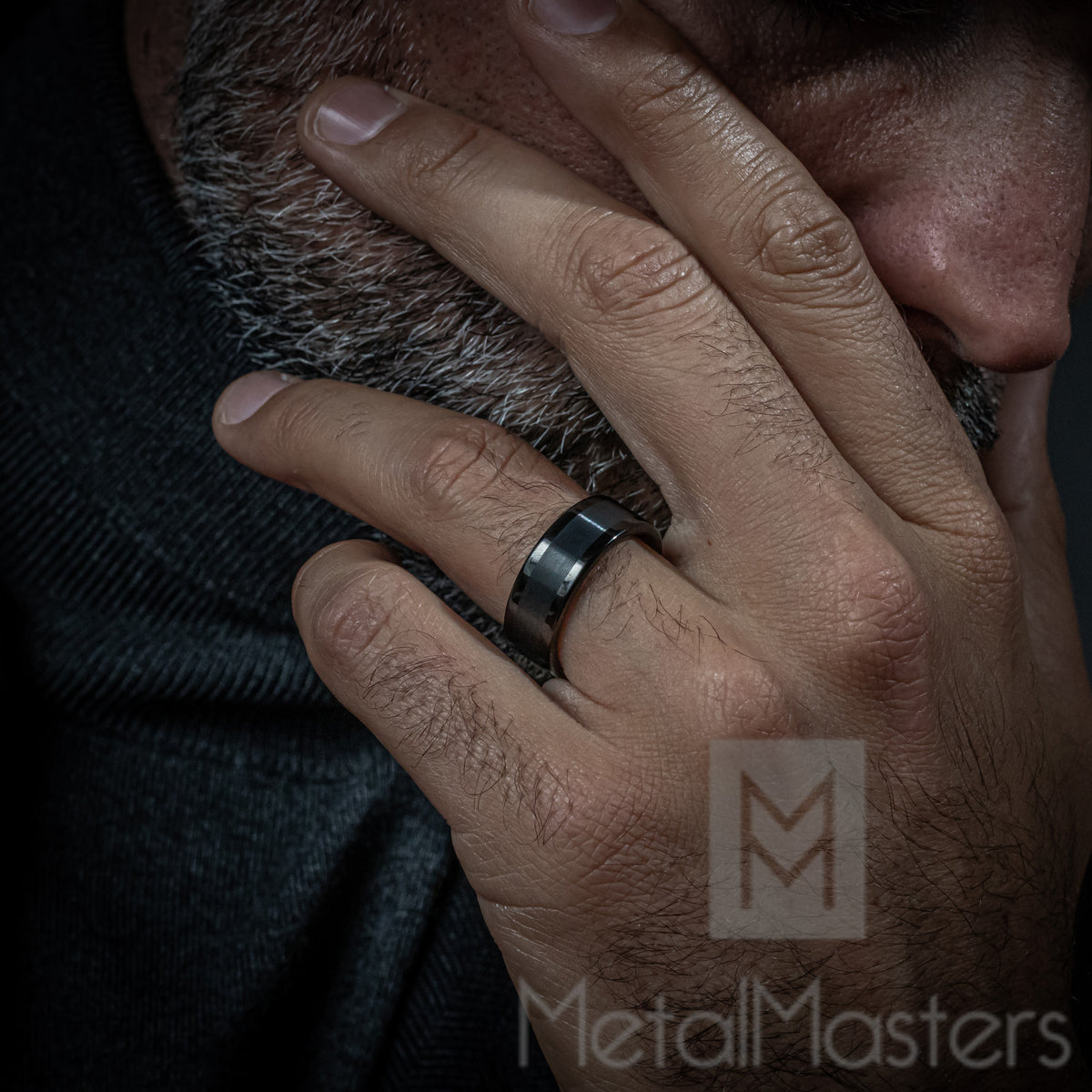 Metal Masters Co. Mens Gunmetal Tungsten Carbide Ring Wedding Band  Comfort-fit 8MM High-Polish