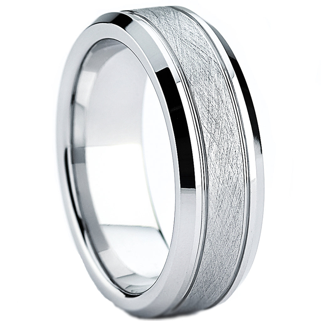 Cobalt Men's Brushed Wedding Ring, Comfort Fit Band 7mm, Sizes 7 to 12