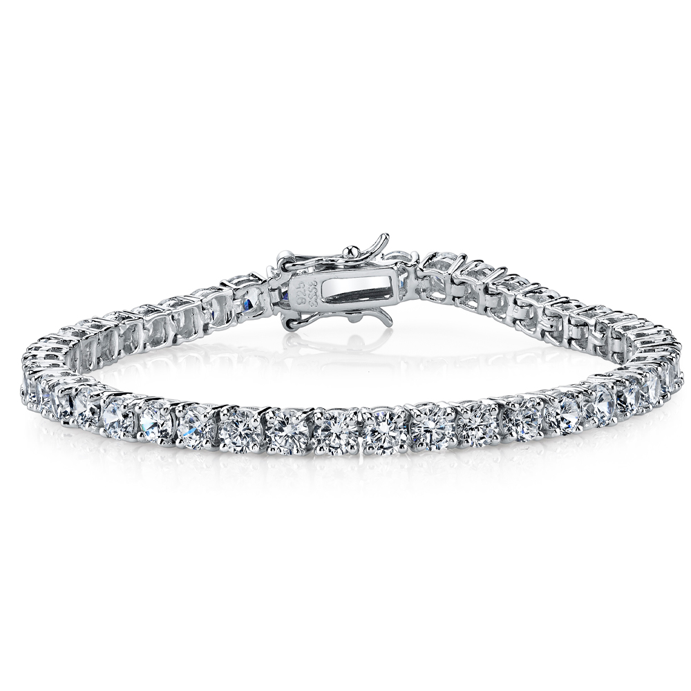 10Ct 925 Sterling Silver Eternity Tennis Bracelet CZ Clear 4MM 7.25"