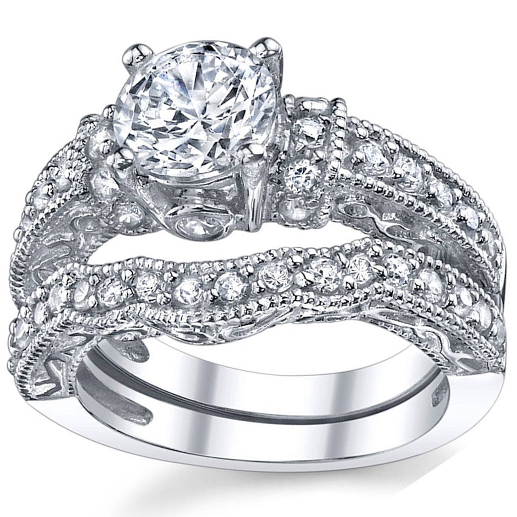 Women's 1.25 Ct Wedding Engagement Ring Set Sterling Silver 925 Round Cubic  Zirconia