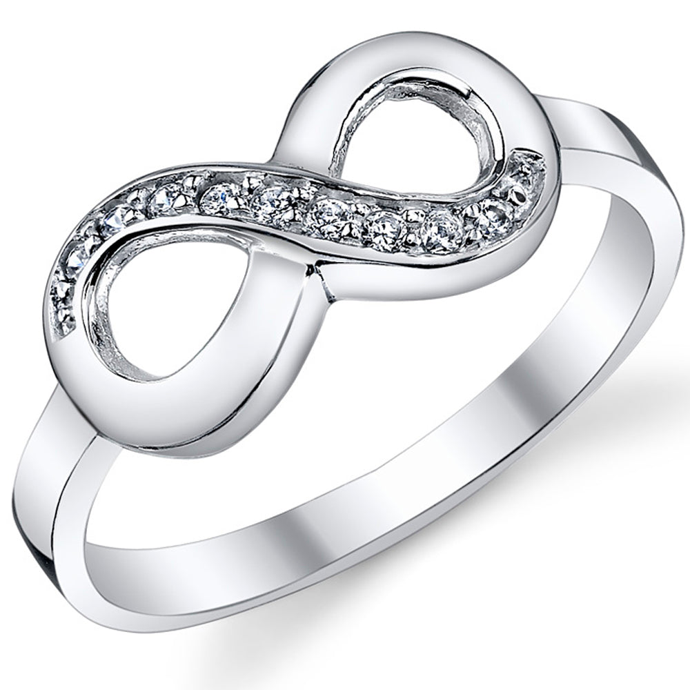 Women's Sterling Silver 925 Infinity Ring Cubic Zirconia Sizes 5-10