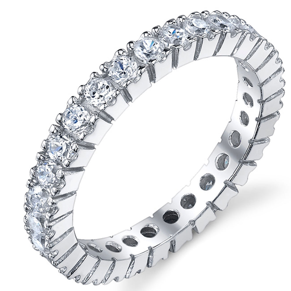Women's 3MM Sterling Silver 925 Eternity Ring Engagement Wedding Ring Cubic Zirconia