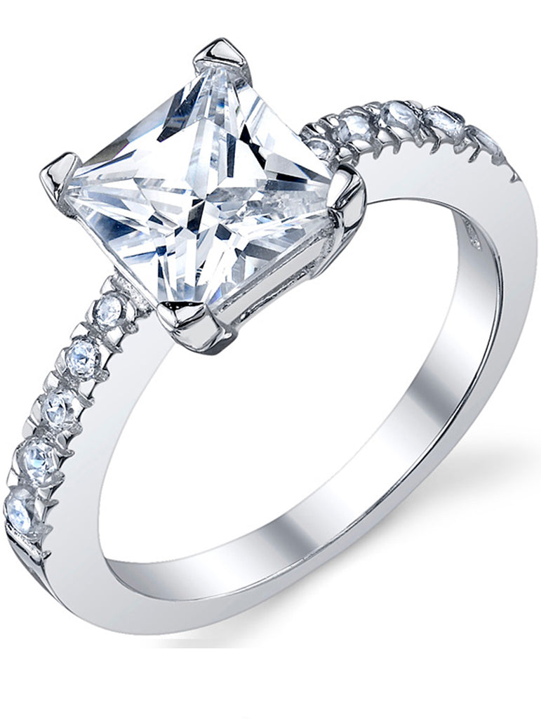 Women's 1.25 Carat Princess Cut Cubic Zirconia Sterling Silver 925 Engagement Wedding Ring Sizes 4-11