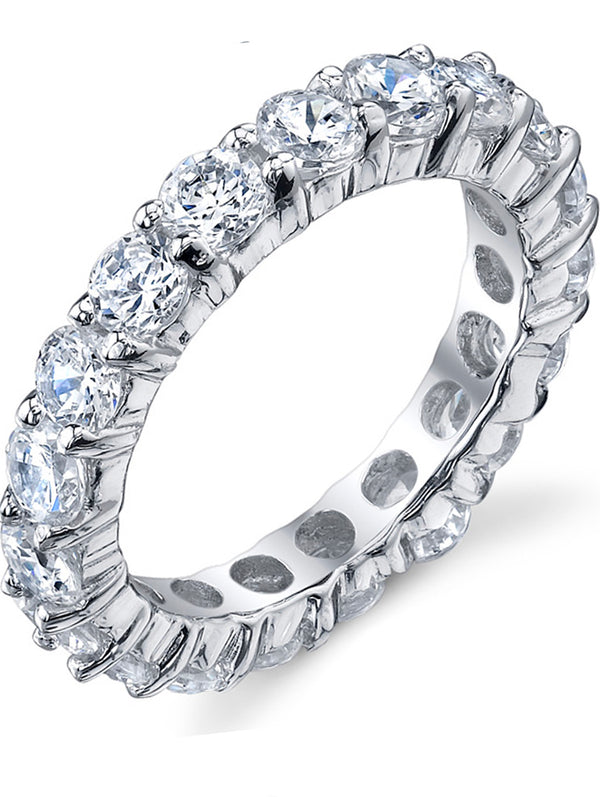Women's 3.50MM Sterling Silver 925 Eternity Ring Engagement Wedding Ring Cubic Zirconia