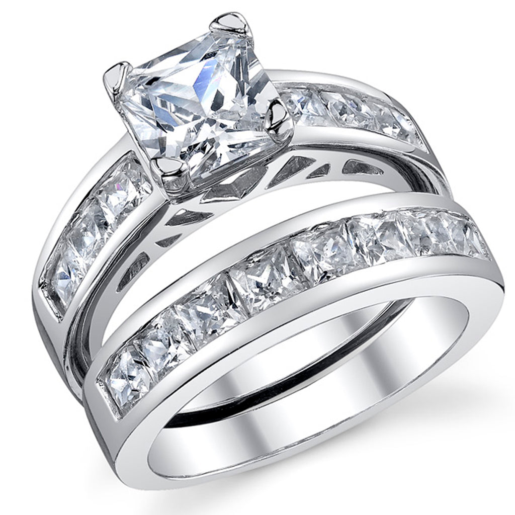 925 Sterling Silver White Sapphire Diamond Engagement Bridal Wedding Ring  Set - Walmart.com | Best engagement rings, Simple engagement rings, Cute engagement  rings