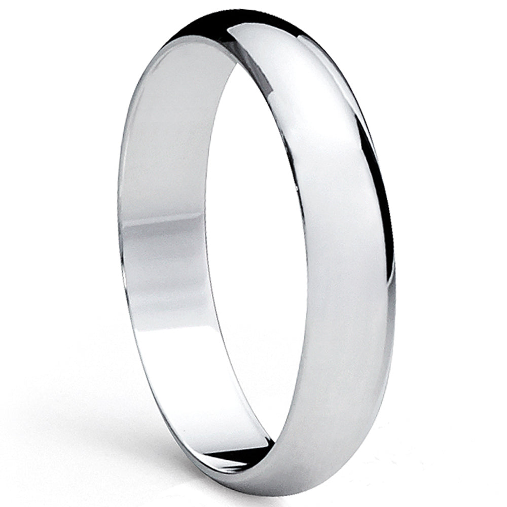 Men's 4MM Dome High Polish Sterling Silver Plain Wedding Band Ring Sizes 5 to 13