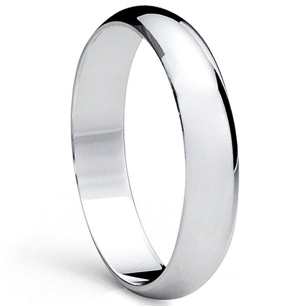 Men's 4MM Dome High Polish Sterling Silver Plain Wedding Band Ring