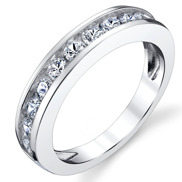 Sterling Silver Men's Wedding Band Engagement Ring With Round Cut Cubic Zirconia 4MM Sizes 7 to 13