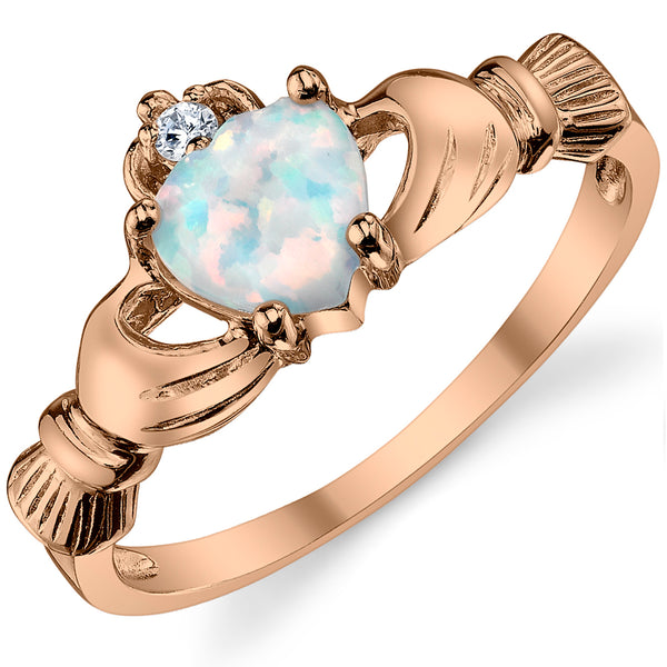 Women Sterling Silver Irish Claddagh .75Ct Engagement Wedding Ring Heart Rosetone