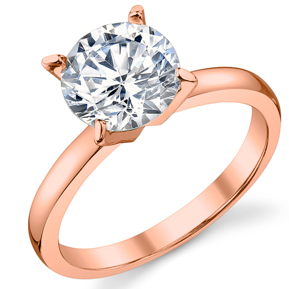 Women's Rose Gold Tone Over Sterling Silver 925 2 Carat Round Brilliant Cubic Zirconia Wedding Engagement Ring