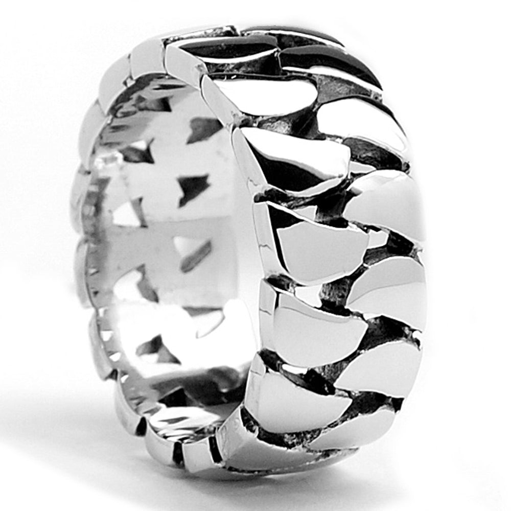 Men's Stainless Steel Cast Link Style Ring Sizes 7 to 13