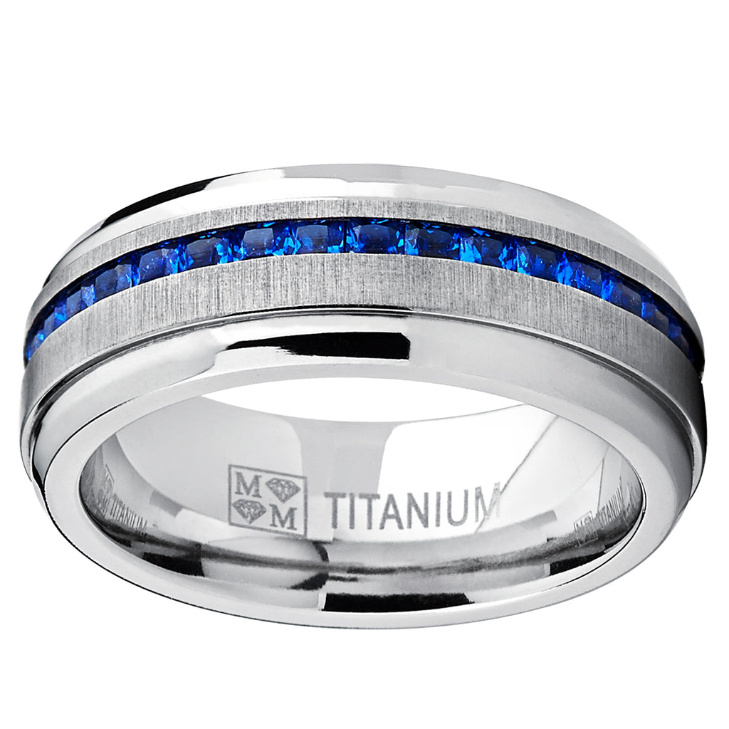 Mens Stainless Steel Ring with Cubic Zirconia 10