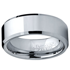 Custom Engraved White Tungsten Carbide Wedding Band - 7mm Wide, Polished, Size 5.5
