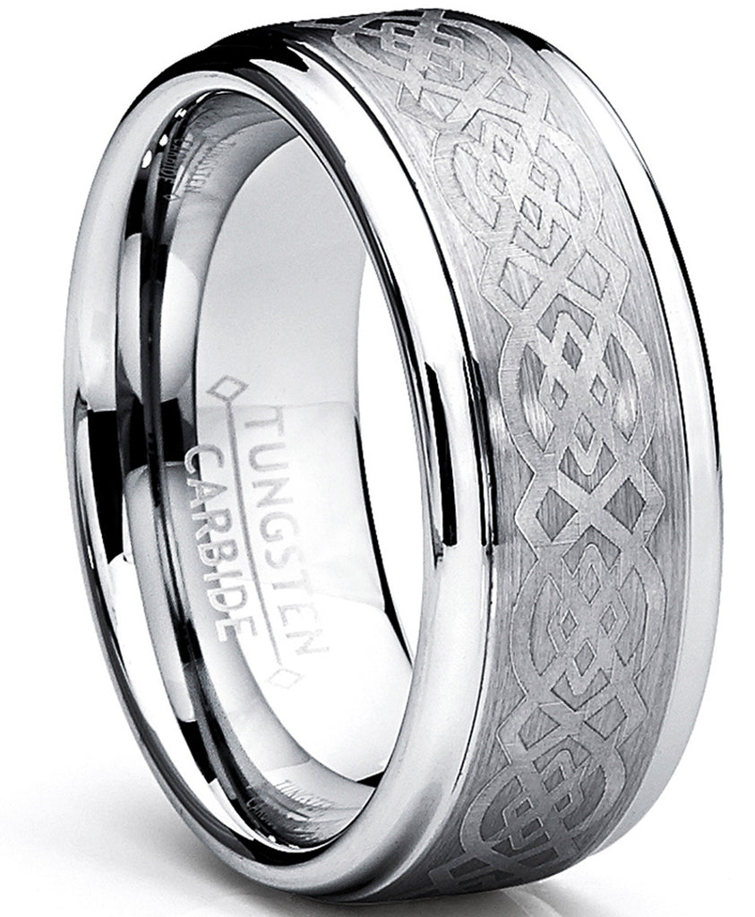 Men's Tungsten Carbide Ring Celtic Design 8MM Sizes 6 to 15