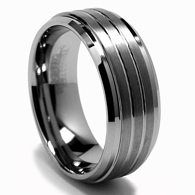 9MM Grooved High Polish / Matte Finish Tungsten Carbide Ring Wedding Band