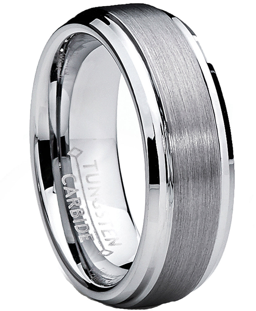 7MM High Polish / Matte Finish Men's Tungsten Ring Wedding Band Sizes 5 to 15