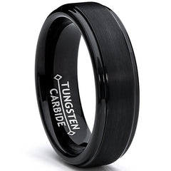 6MM Black High Polish / Matte Finish Men's Tungsten Ring Wedding