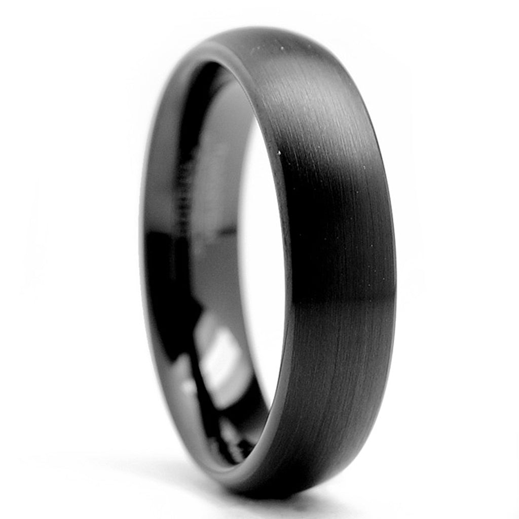 6MM Men's Dome Black Tungsten Ring Wedding Band Jewelry Sizes 7 to 13