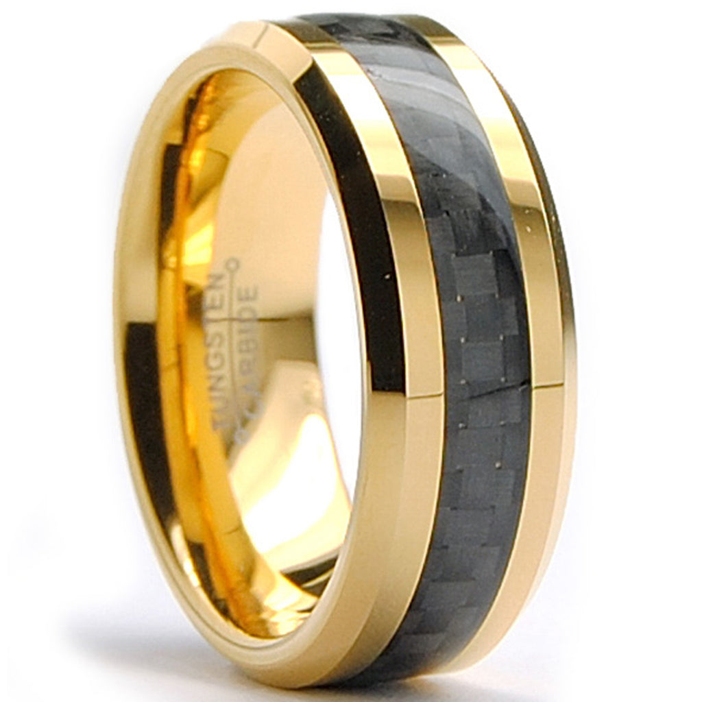 Tungsten carbide gold tone 8mm mens ring - Size shops 8.5 - NEW - Wedding band