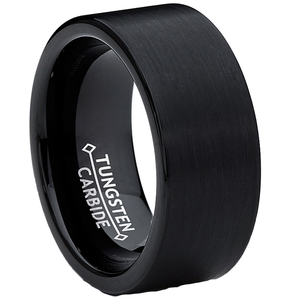 9MM Men's Black Brushed Tungsten Carbide Ring Wedding Band Sizes 6 to 15