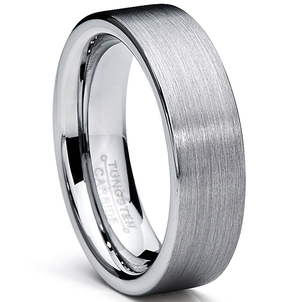 Tungsten Carbide Men's Brushed Wedding Band Ring Comfort Fit 6MM Sizes 5 to 15