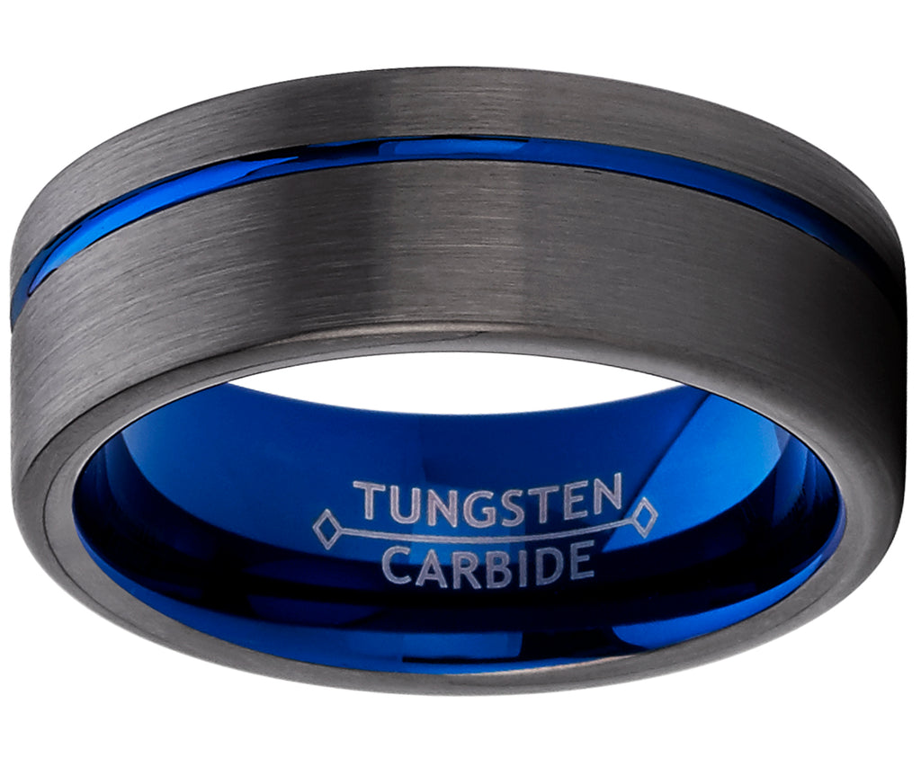MJ Metals 6mm Blue Plated Tungsten Carbide Wedding Band Ring - Men's Size 9, Comfort Fit - View #10