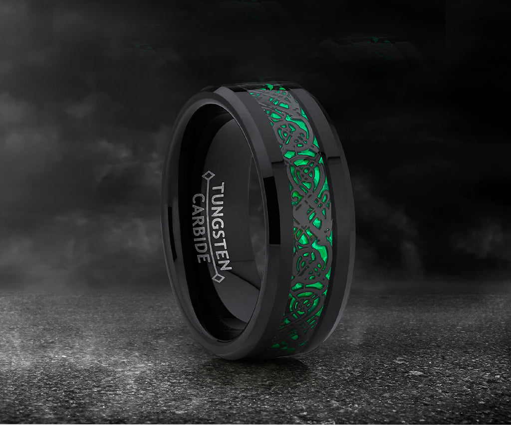 Purple Carbon Fiber Celtic Dragon Tungsten Ring | Black Band | Men's Women's Wedding Ring Size 5-15 | cheapest Engraved Jewelry Mythical